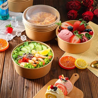 Ciotola insalata di kraft rotonda personalizzata 500 ml 1000 ml 1300 ml
