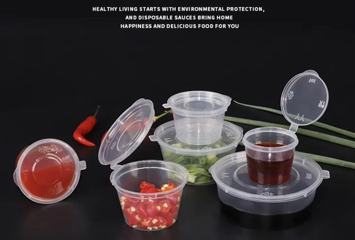 Plastic Sauce Cup With Hinged Lids suppliers